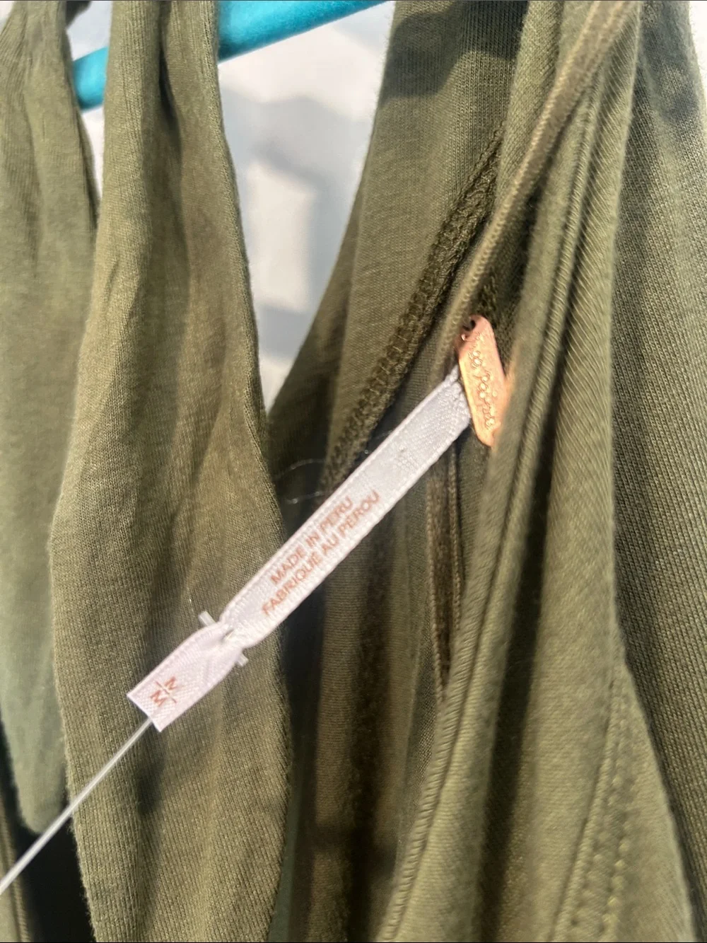 Free People Olive halter neck Green Tank Top with Tie Back medium women’s new